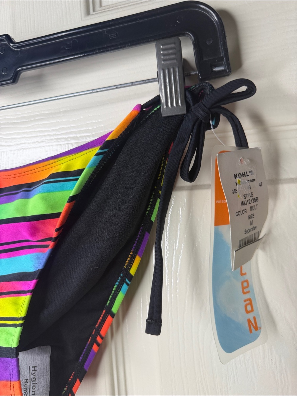 Women’s Tie-Side Bikini Bottoms in Rainbow Stripe - Picture 3 of 5